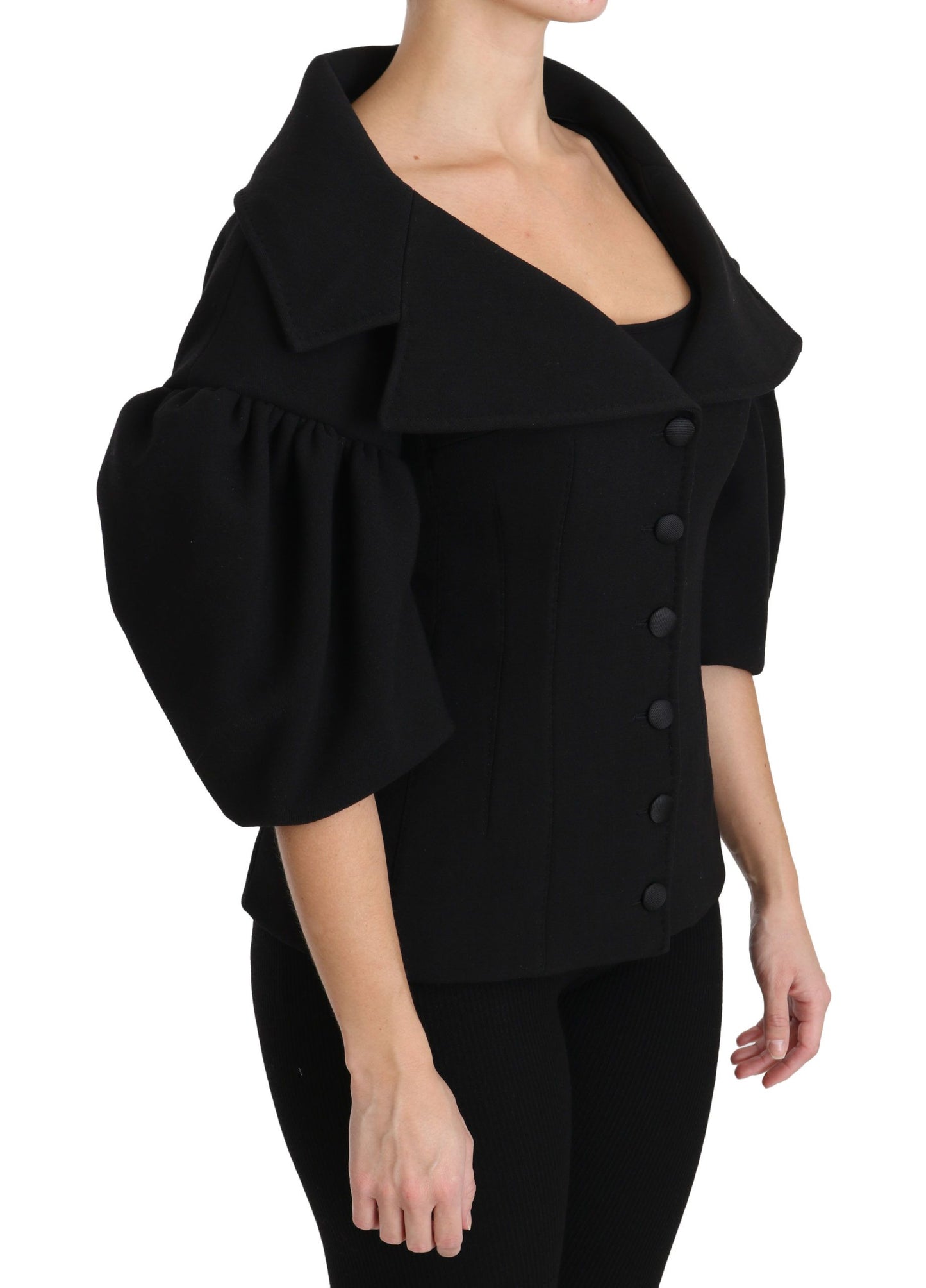 Schwarzer formeller Mantel Schurwolljacke
