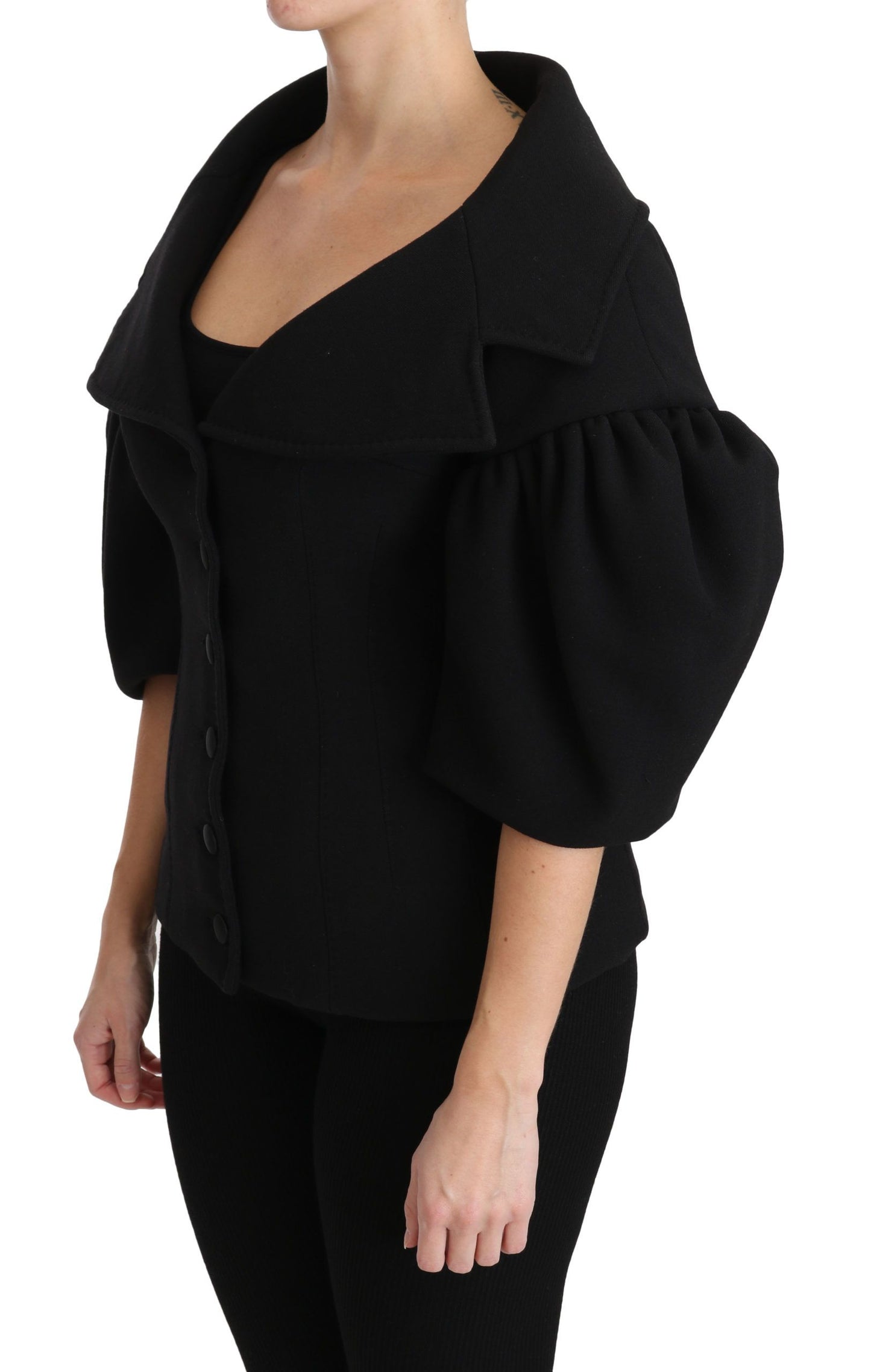 Schwarzer formeller Mantel Schurwolljacke