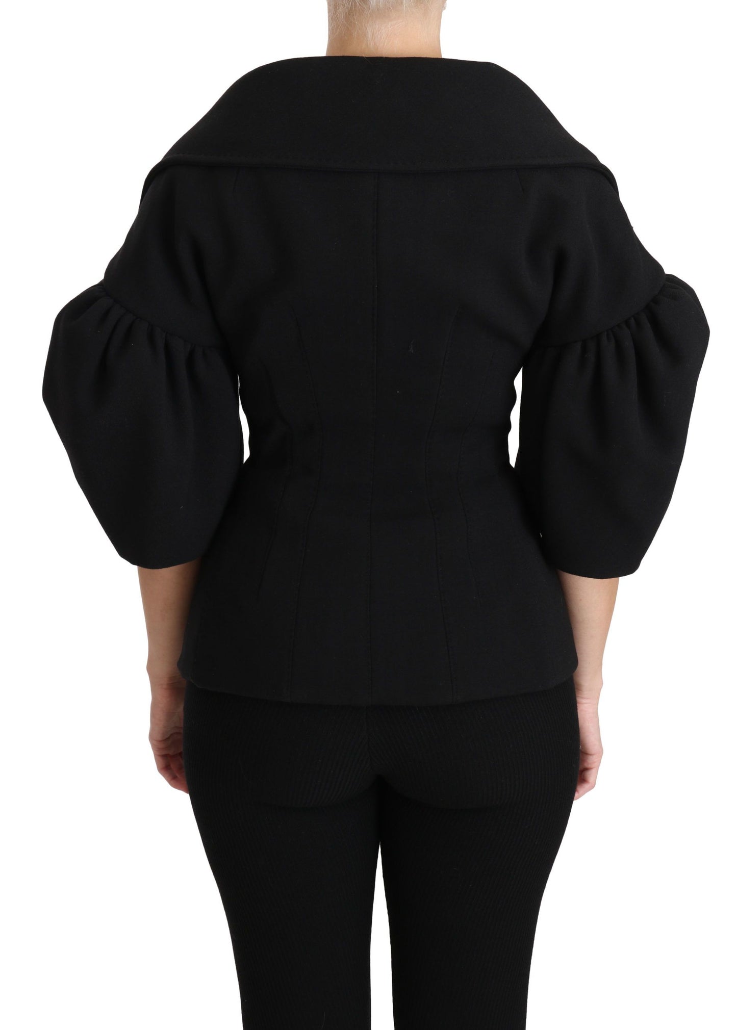Schwarzer formeller Mantel Schurwolljacke