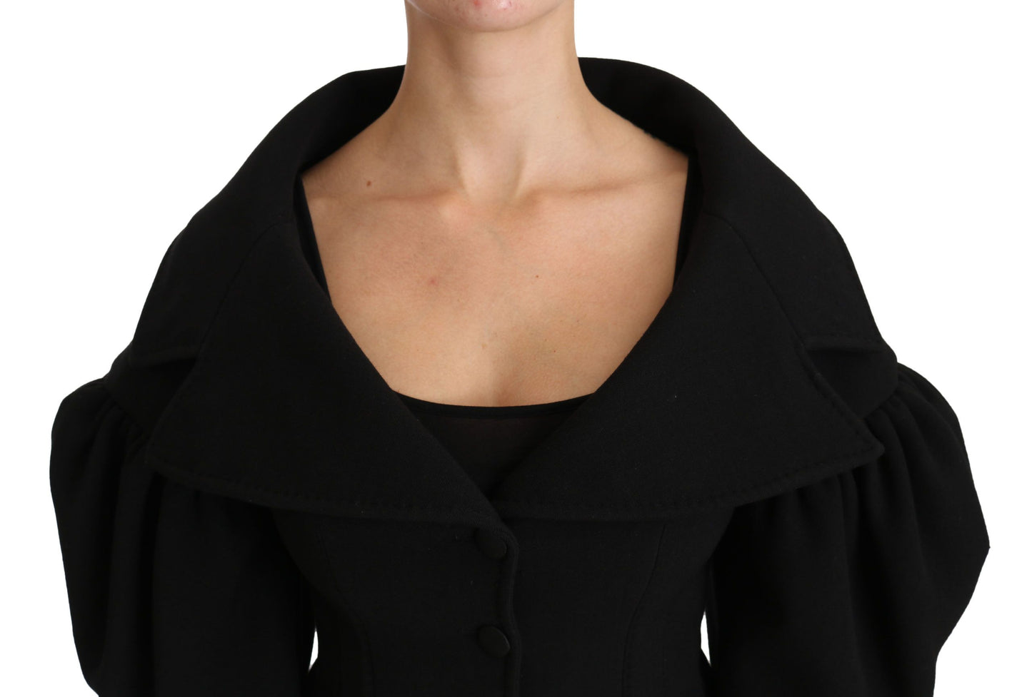 Schwarzer formeller Mantel Schurwolljacke