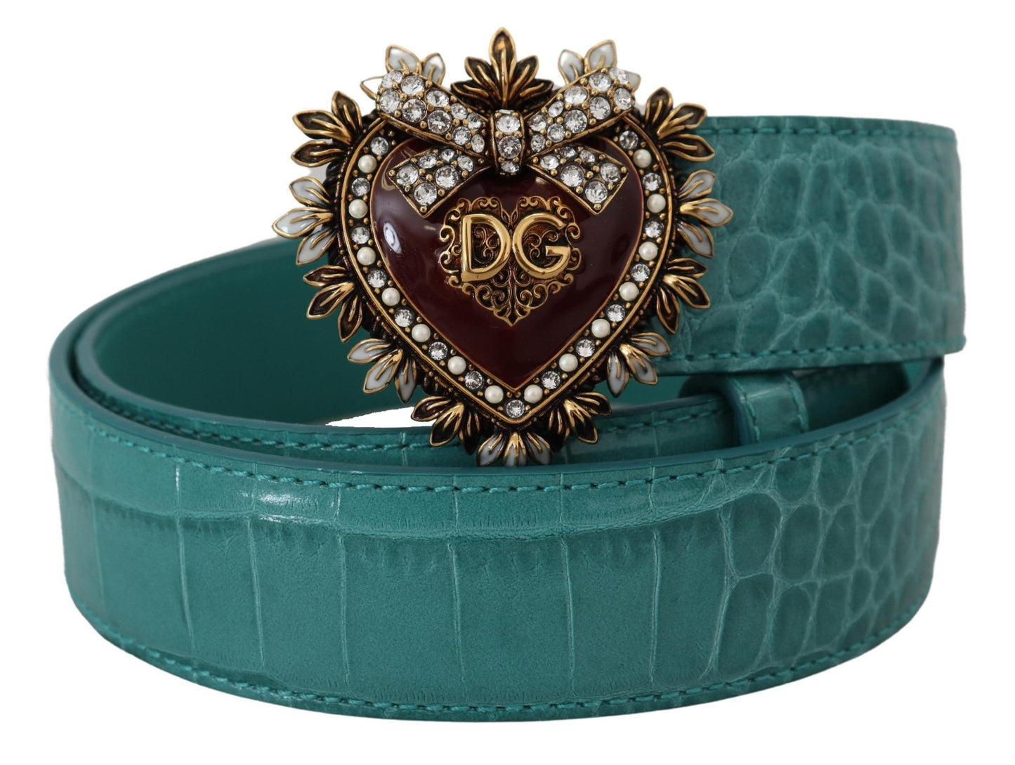 Blau Leder Gold DEVOTION Herz Schnalle Gürtel
