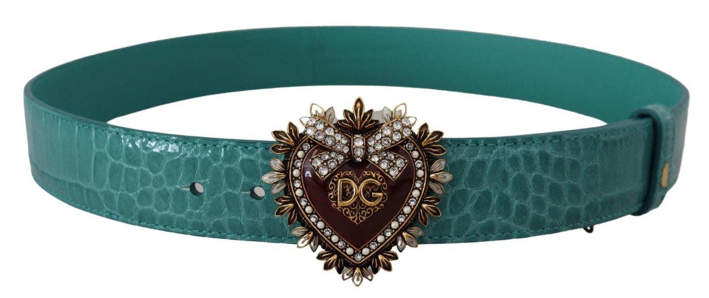 Blau Leder Gold DEVOTION Herz Schnalle Gürtel