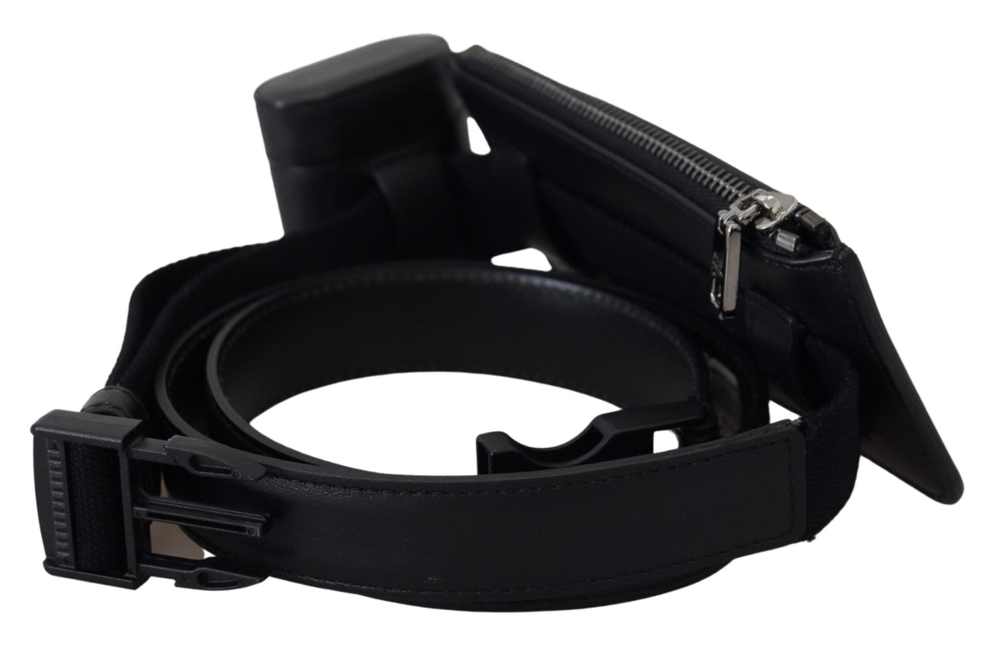 Schwarzes Leder Airpod Case Mini Münzgeldbörse Gürtel