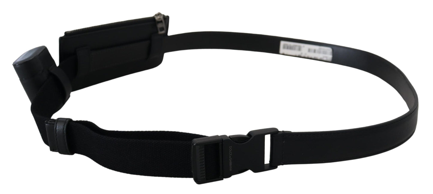 Schwarzes Leder Airpod Case Mini Münzgeldbörse Gürtel