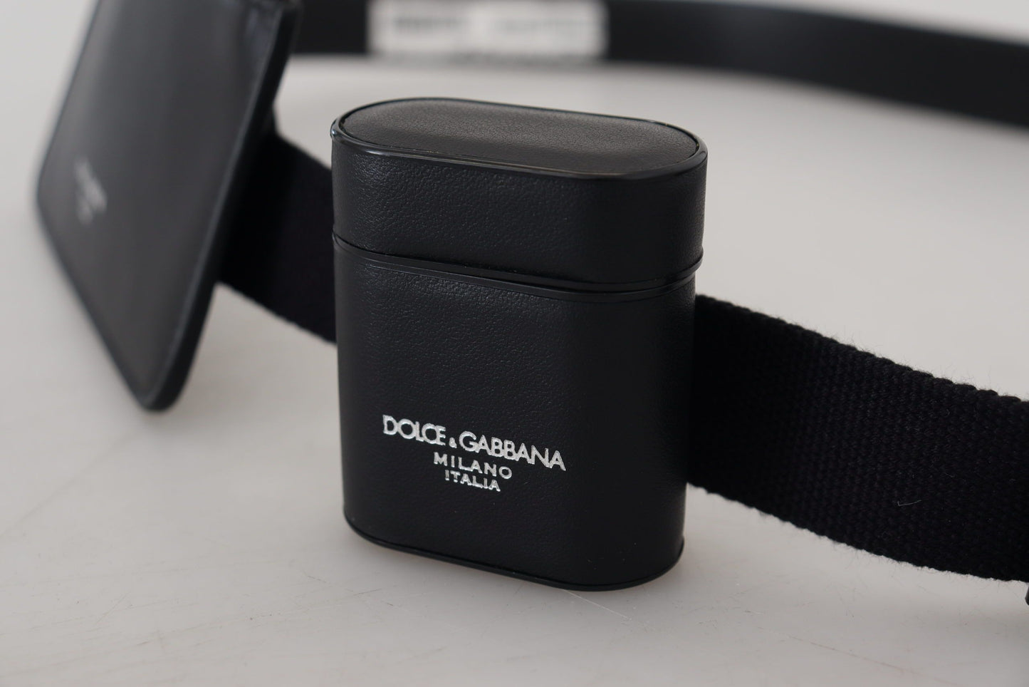 Schwarzes Leder Airpod Case Mini Münzgeldbörse Gürtel