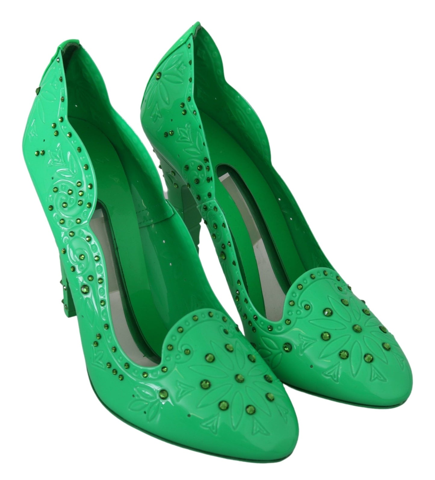 Grüne Crystal Floral Heels CINDERELLA Schuhe