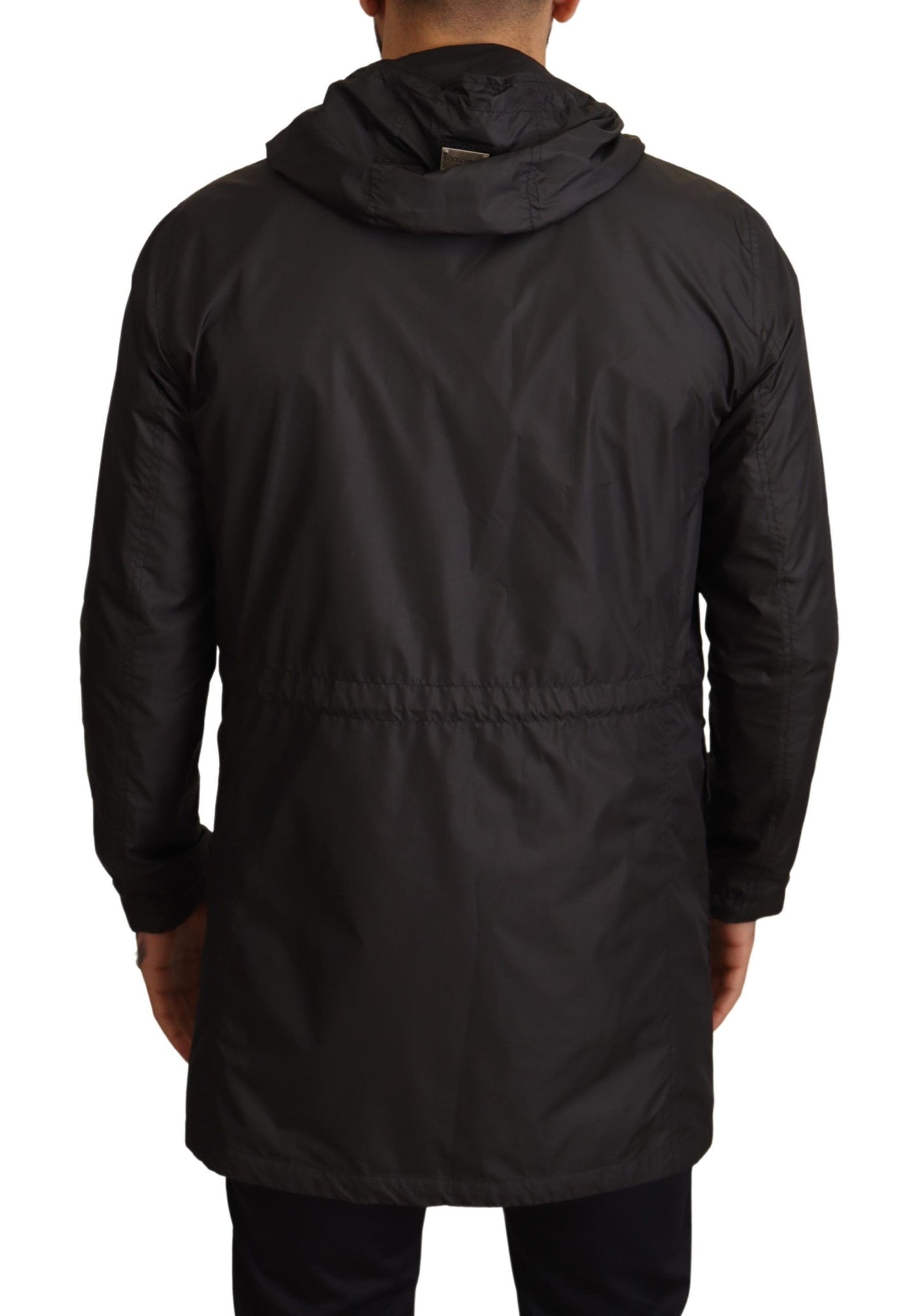 Schwarzer Trenchcoat mit Kapuze Jacke