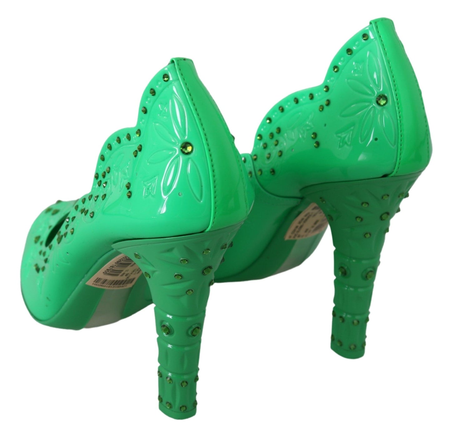 Grüne Crystal Floral Heels CINDERELLA Schuhe