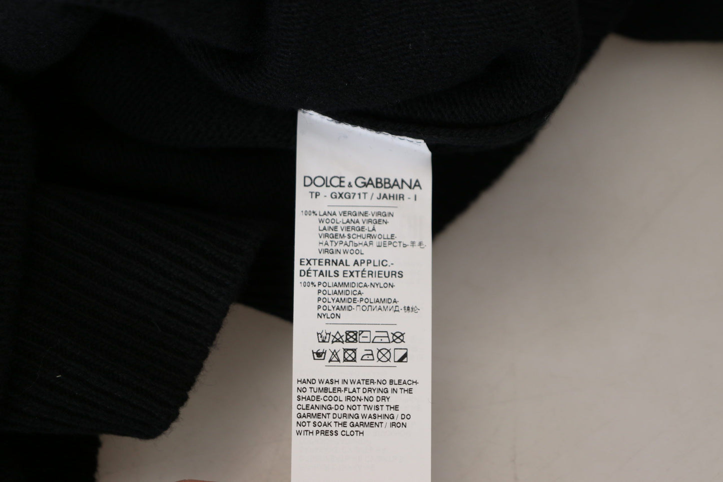 Schwarzer Wollpullover mit Logo-Muster und Rundhalsausschnitt
