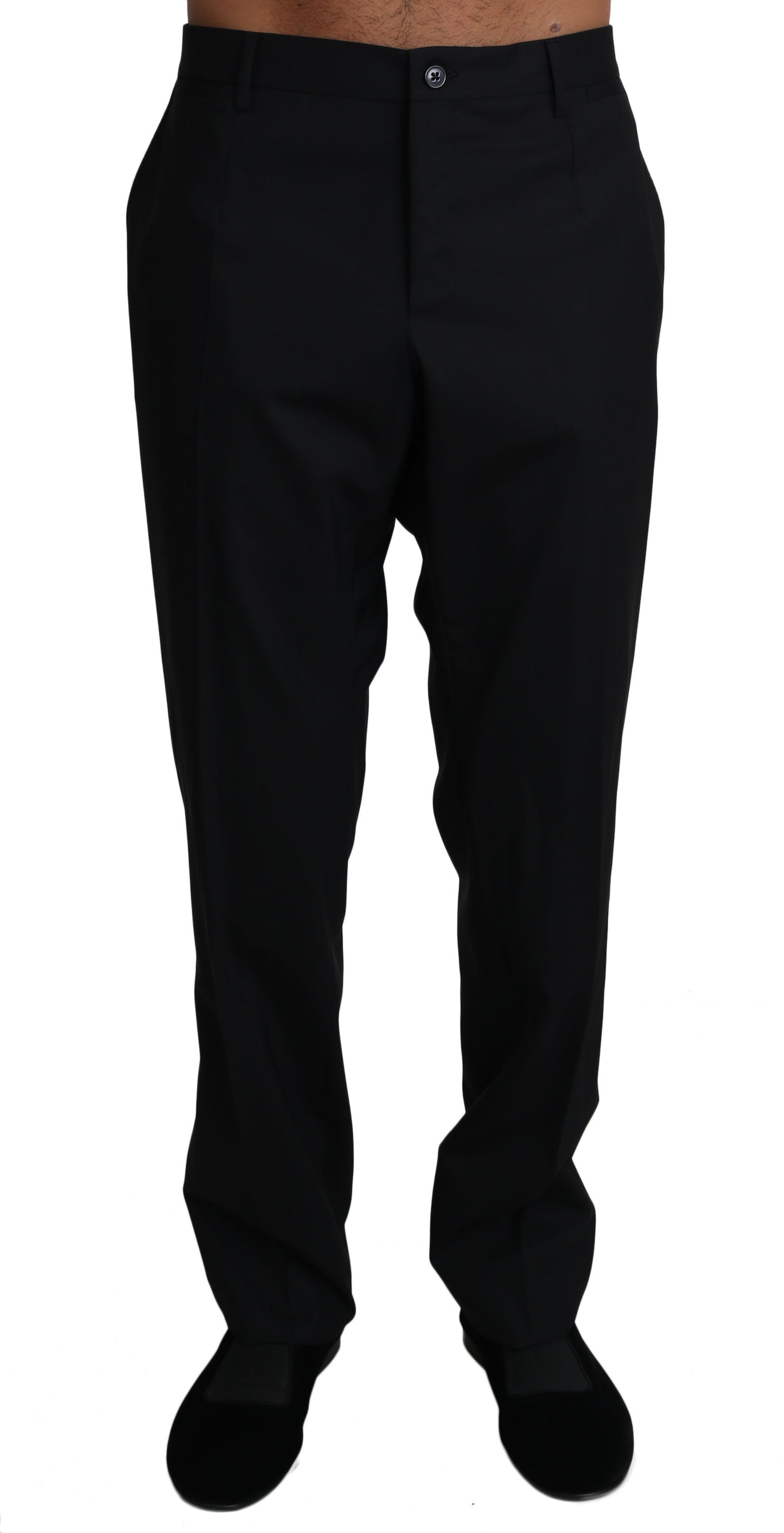 Schwarze Wolle Stretch Kleid Hose Hose