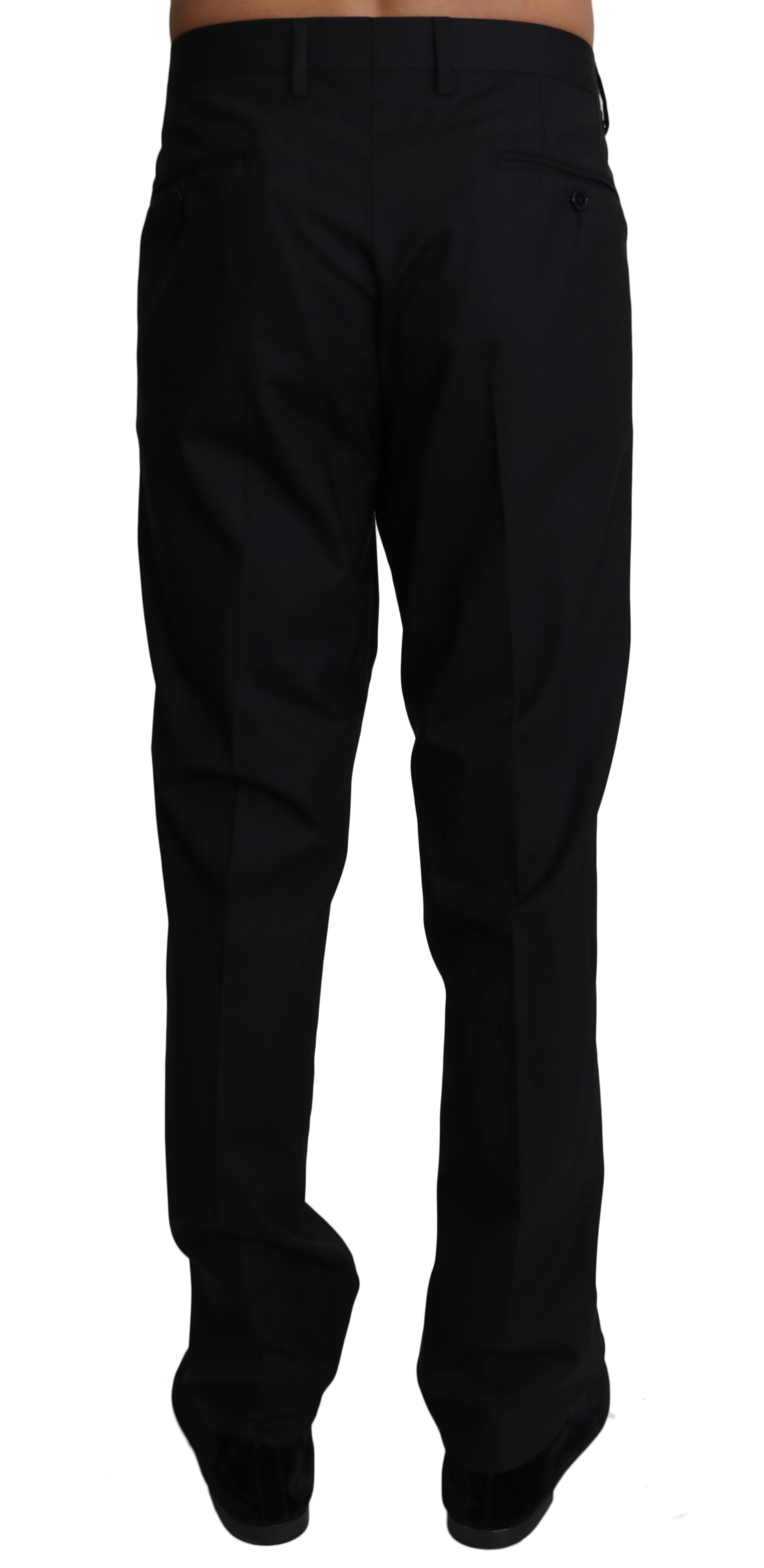Schwarze Wolle Stretch Kleid Hose Hose