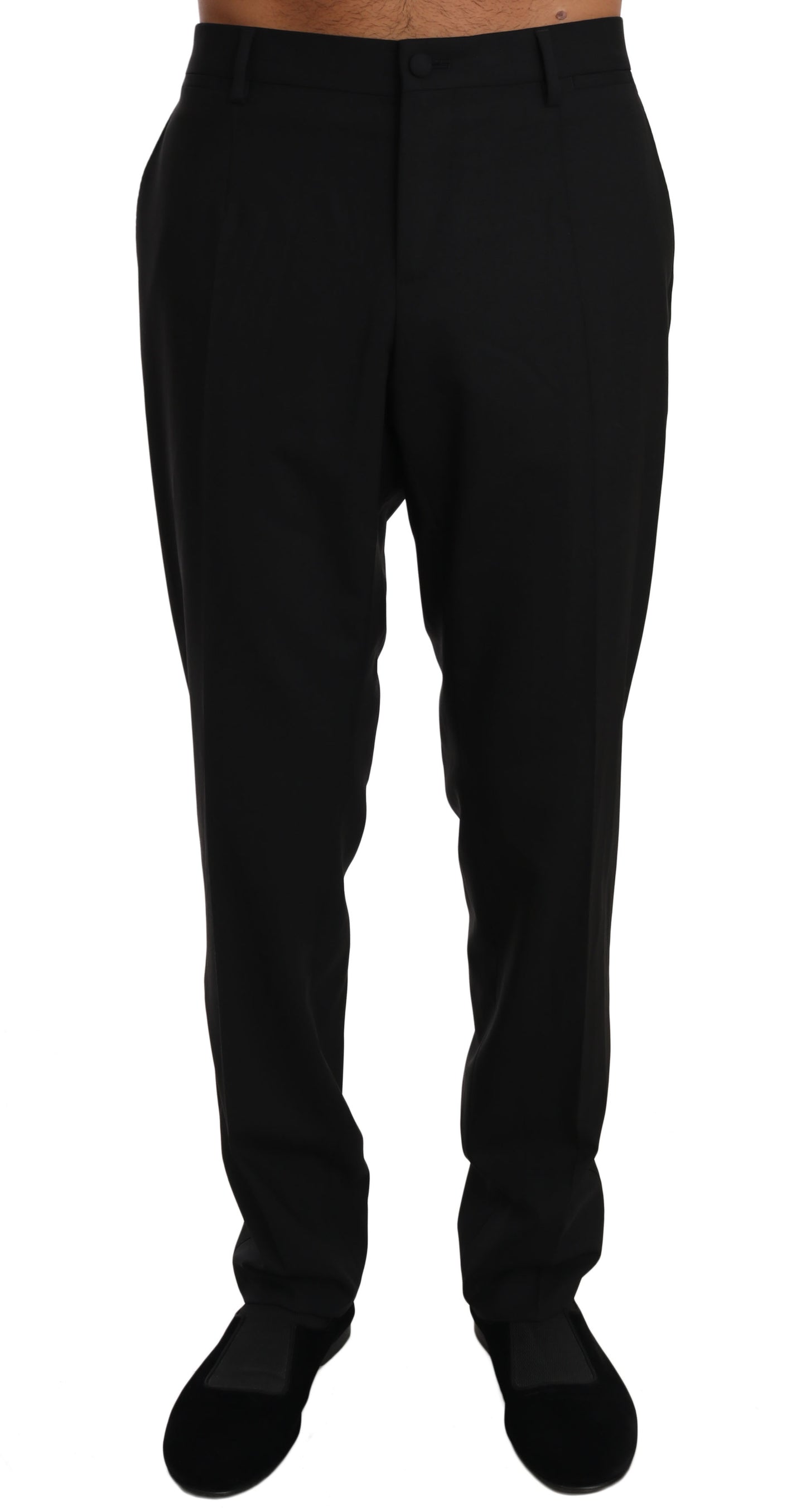 Schwarze Wolle Stretch Kleid Hose Hose