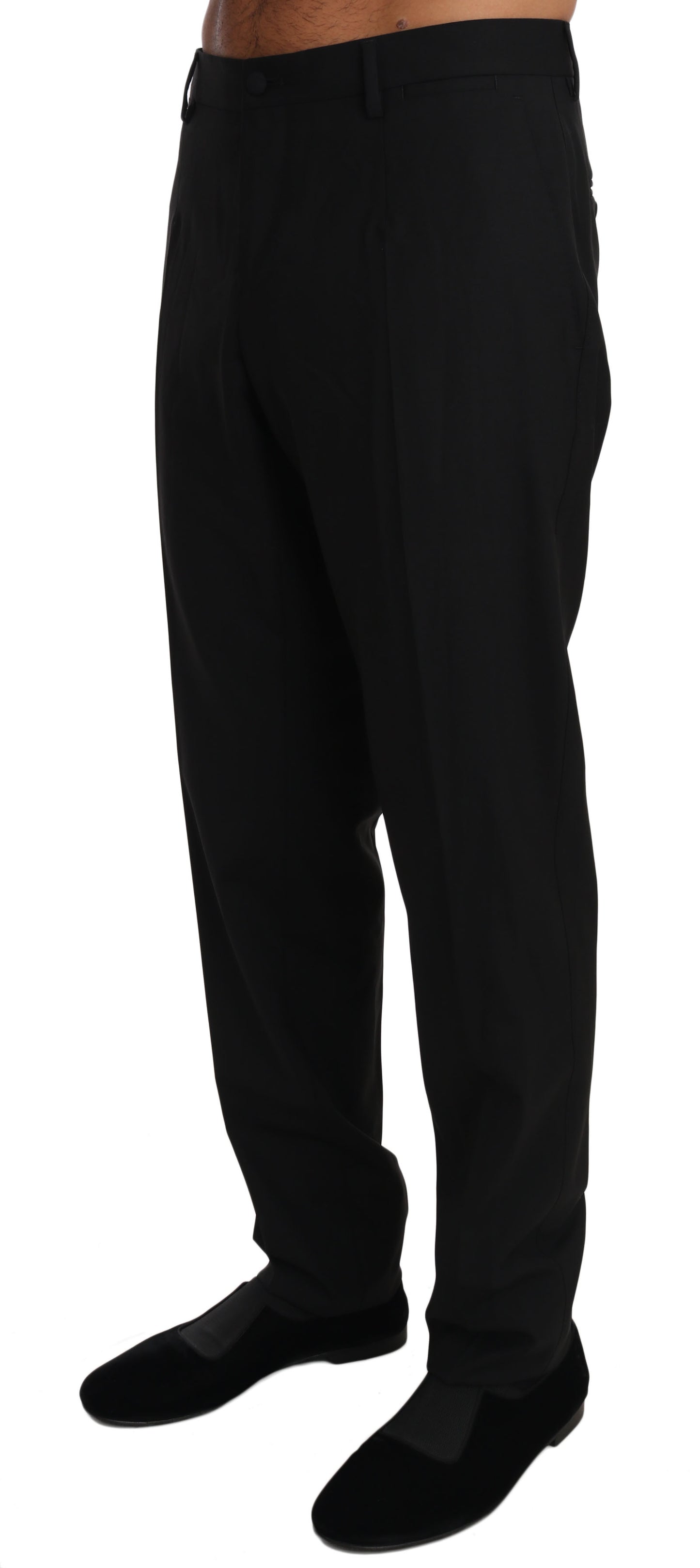 Schwarze Wolle Stretch Kleid Hose Hose