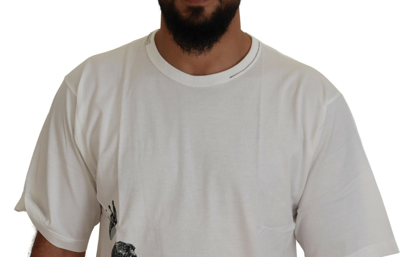 Weißes bedrucktes Herren-T-Shirt mit kurzen Ärmeln