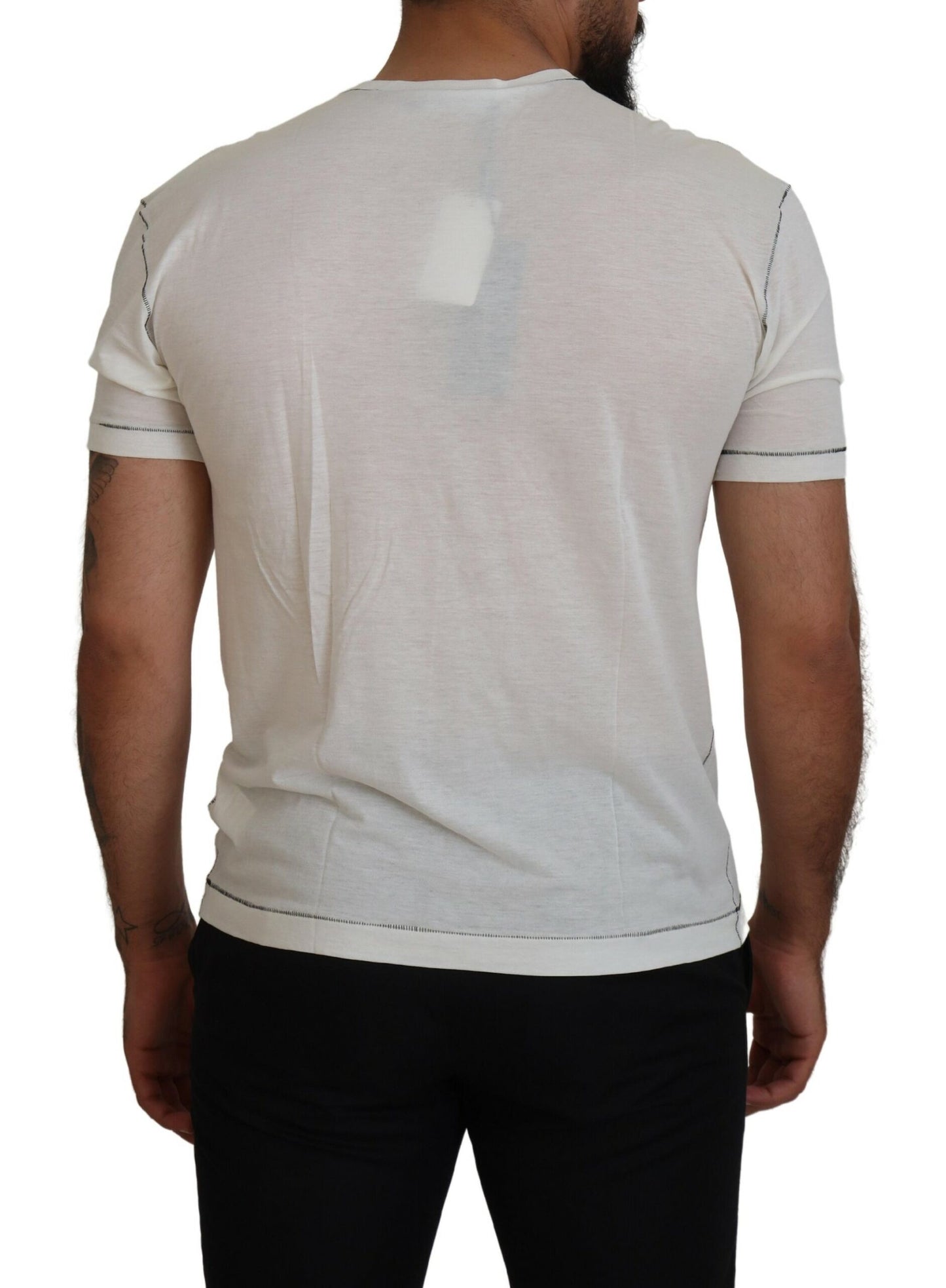 Weißes bedrucktes Kurzarm-T-Shirt für Männer