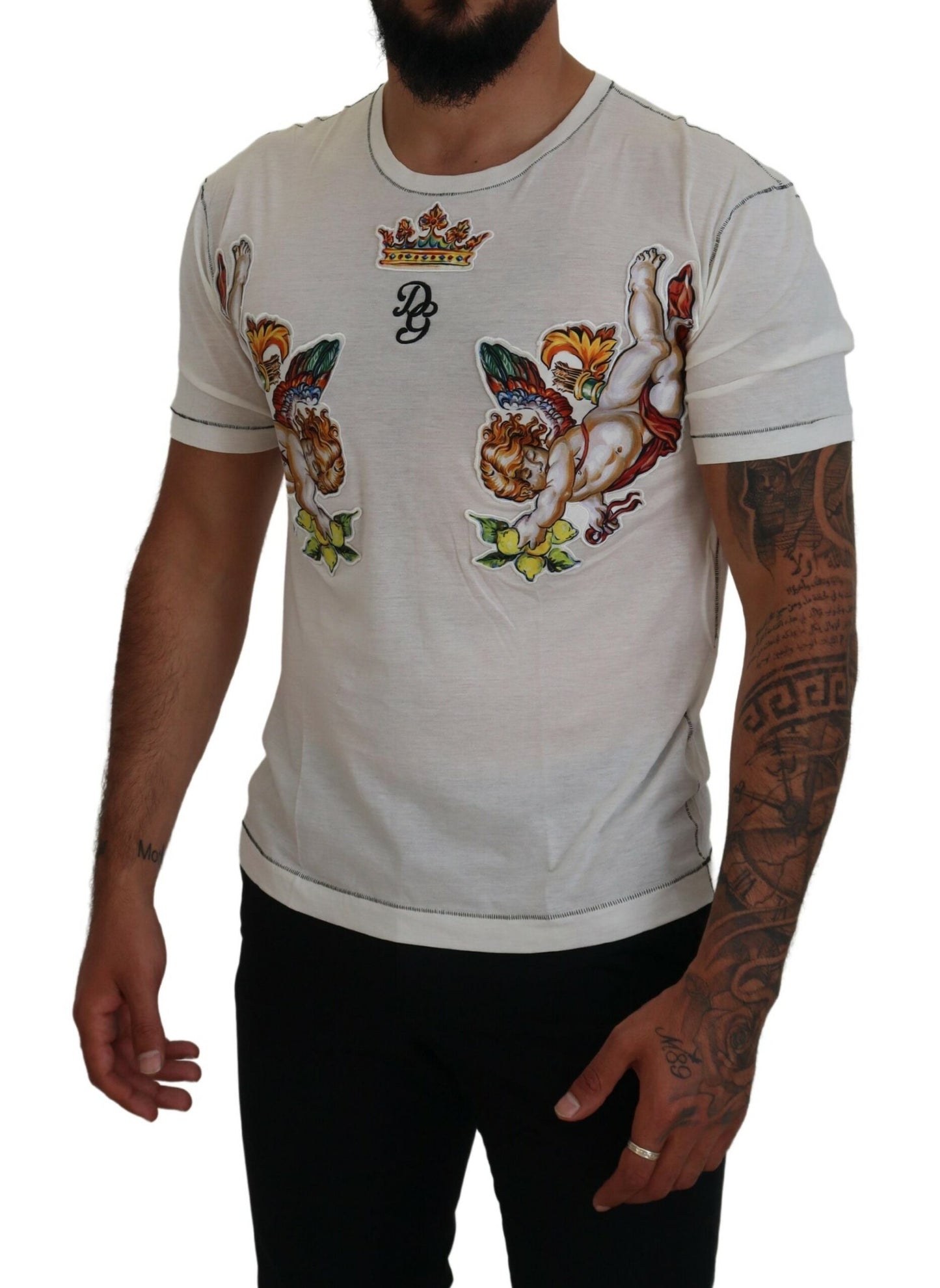 Weißes bedrucktes Kurzarm-T-Shirt für Männer