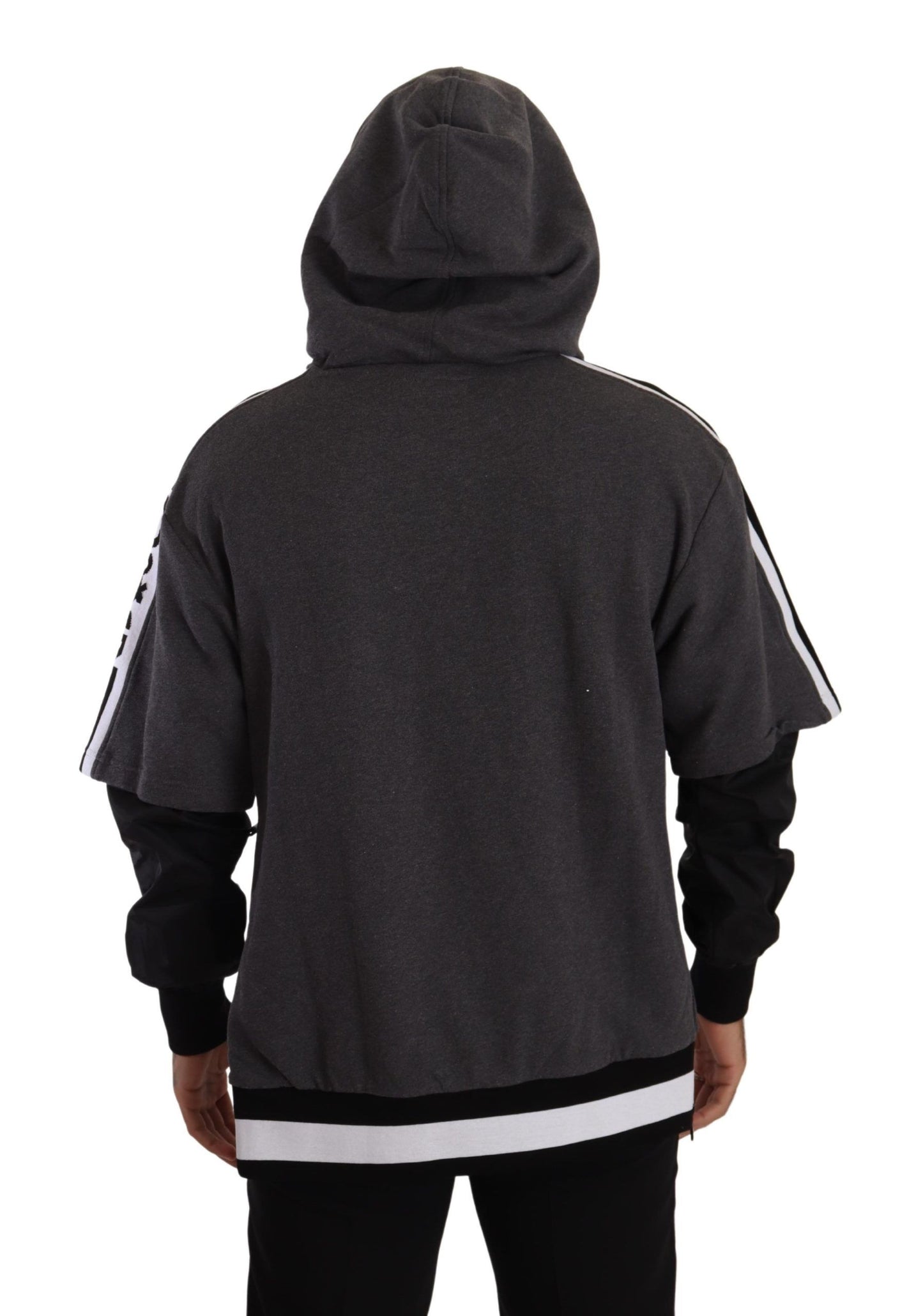 Grauer schwarzer Baumwollpullover mit Kapuze #DGMILLENNIALS