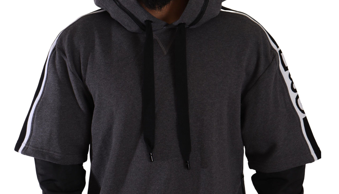 Grauer schwarzer Baumwollpullover mit Kapuze #DGMILLENNIALS