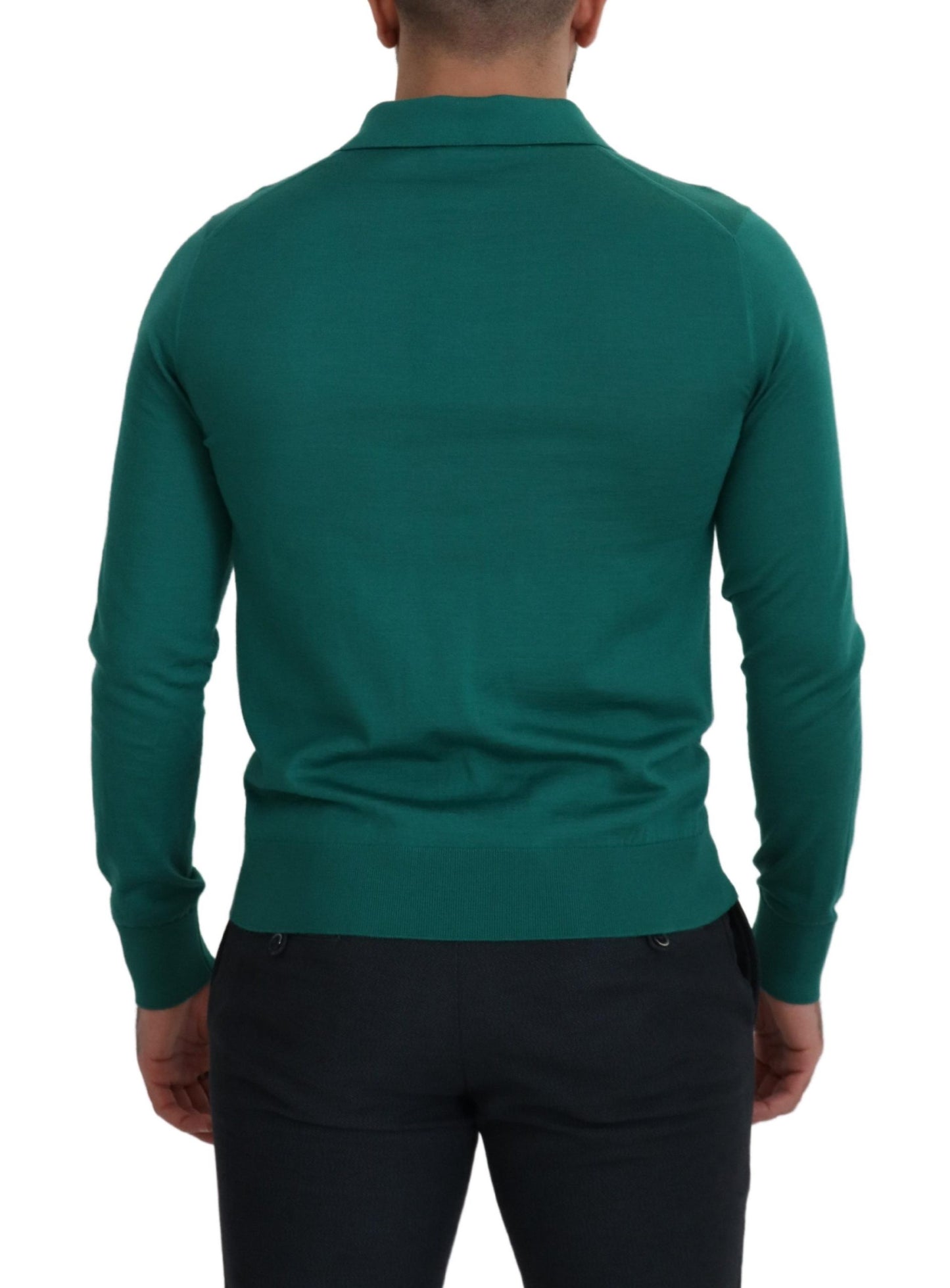 Grüner Logo-Pullover aus Kaschmir mit Kragen