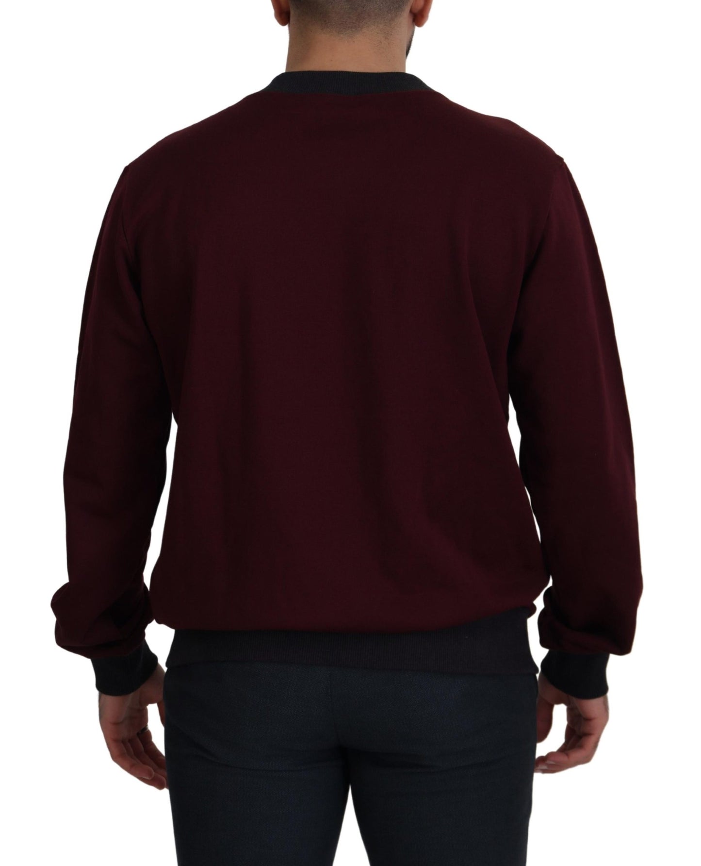 Kastanienbrauner Logo-Pullover aus Baumwolle mit Rundhalsausschnitt