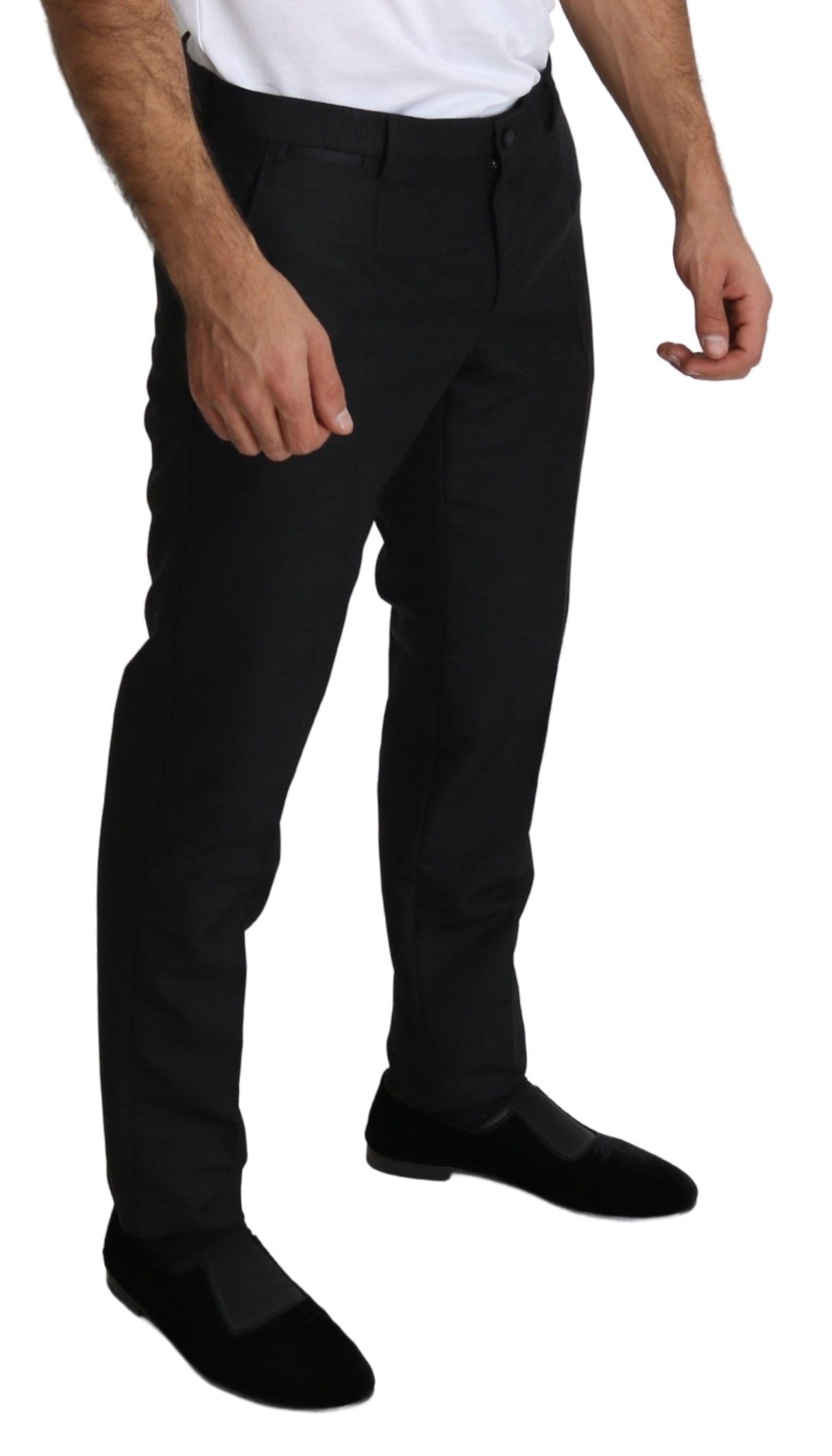 Schwarze Skinny Formal Hosen aus Wolle
