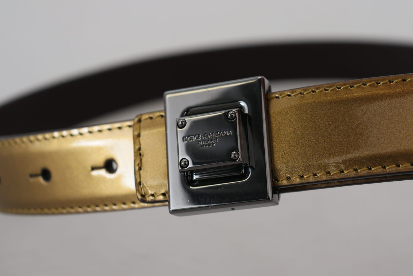 Gold Leder Silber Quadrat Metall Schnalle Gürtel