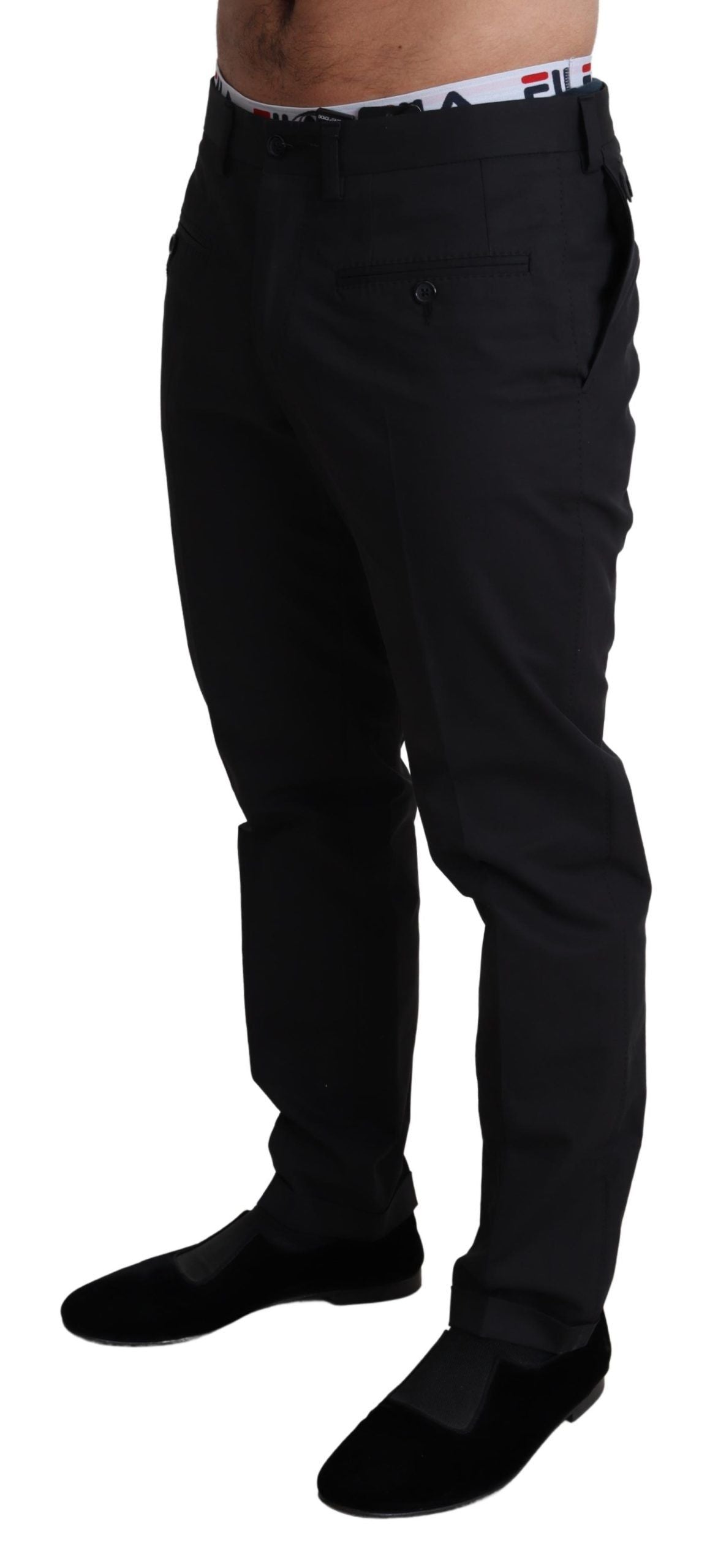 Schwarze Baumwoll-Stretch-Kleid-Hose für formelle Anlässe