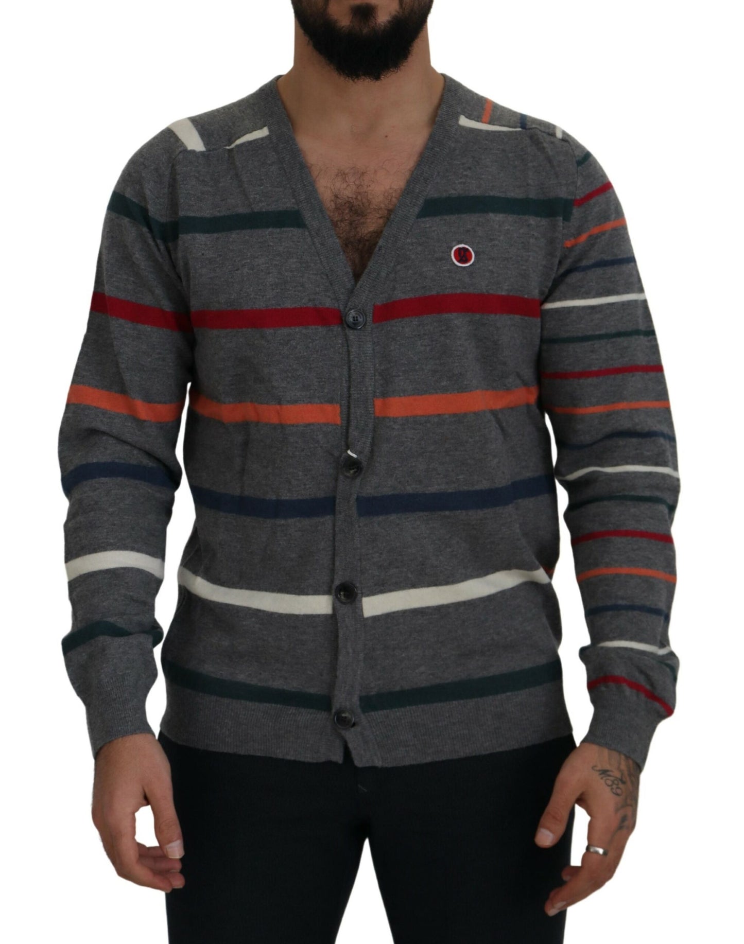 Mehrfarbige Strickjacke mit Knopfleiste aus Wolle
