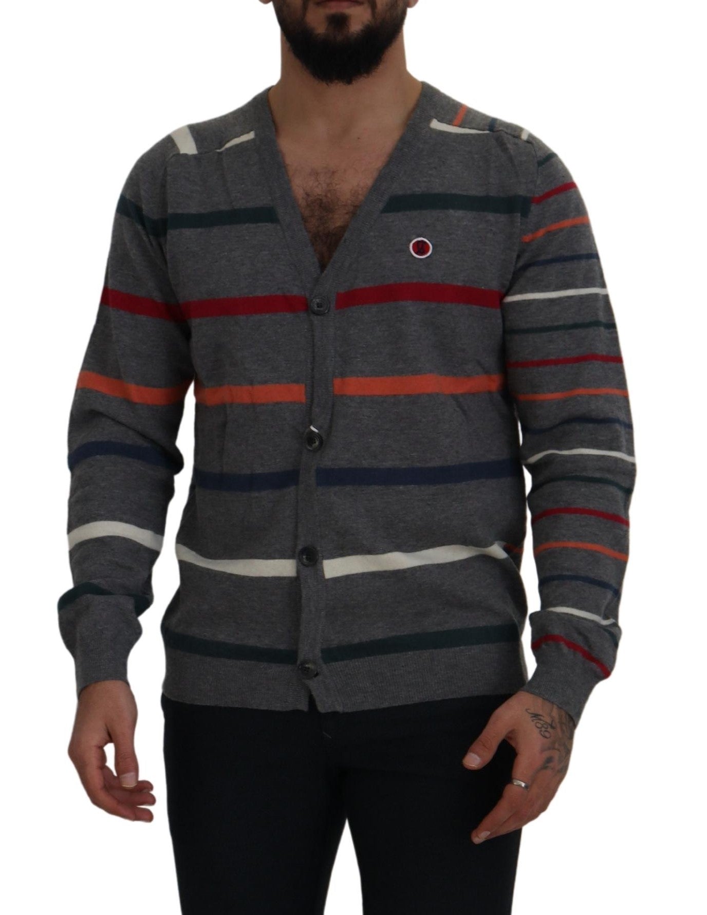 Mehrfarbige Strickjacke mit Knopfleiste aus Wolle