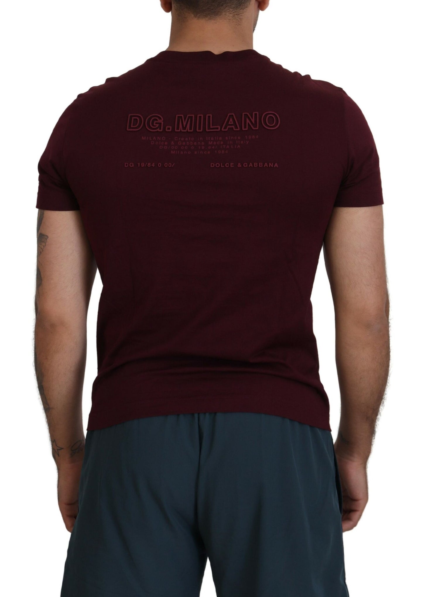 Kastanienbraunes bedrucktes Kurzarm-T-Shirt für Männer
