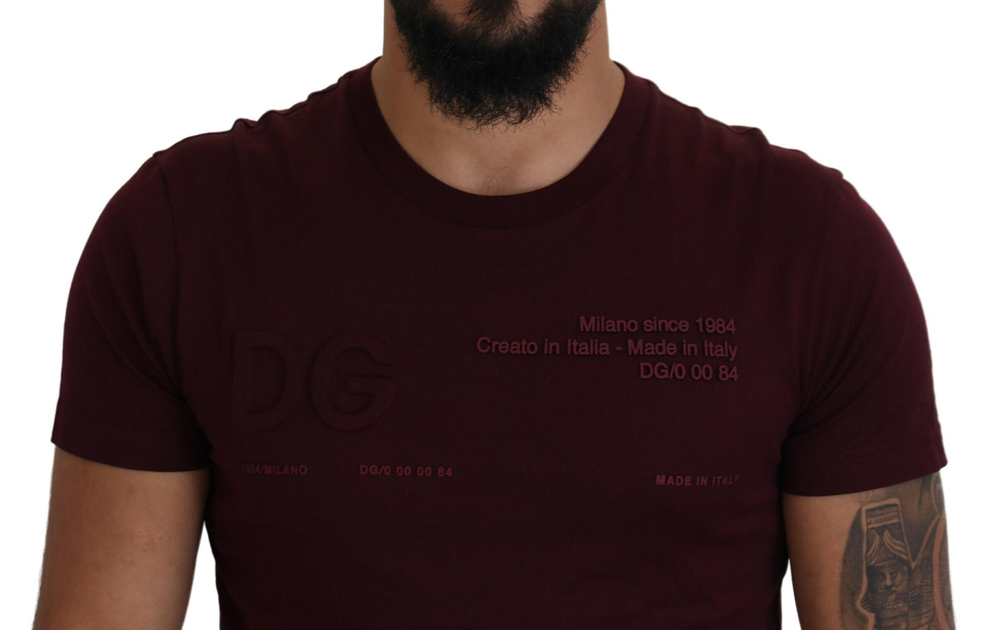 Kastanienbraunes bedrucktes Kurzarm-T-Shirt für Männer
