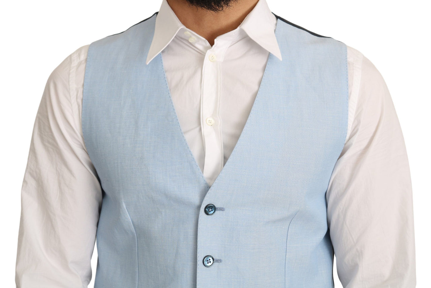 Blauer Viskose-Stretch-Mantel, formelle Weste
