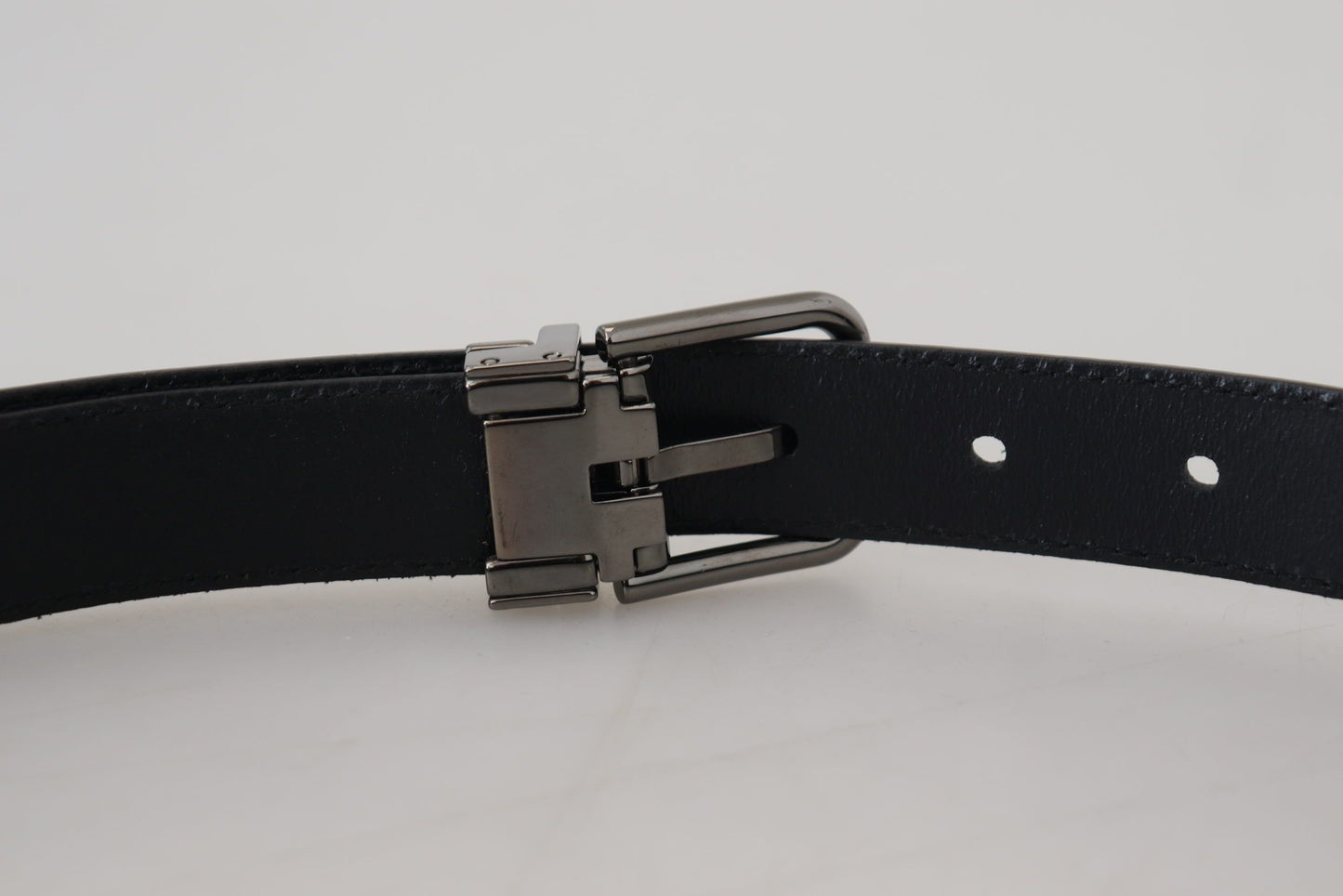 Schwarzes Leder Silberton Metallschnalle Männer Gürtel