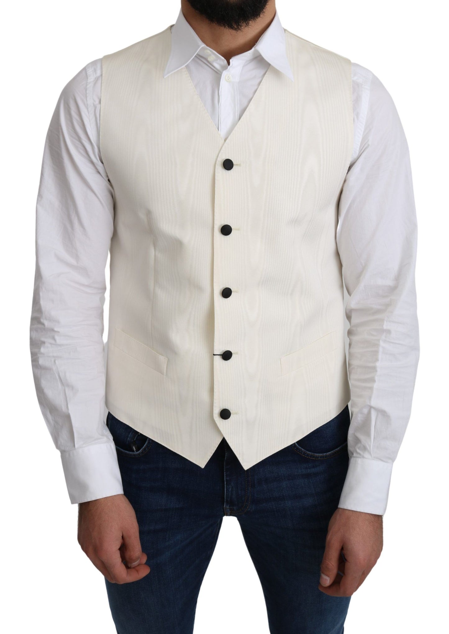 Off-White 100% Seide Formeller Mantel Weste