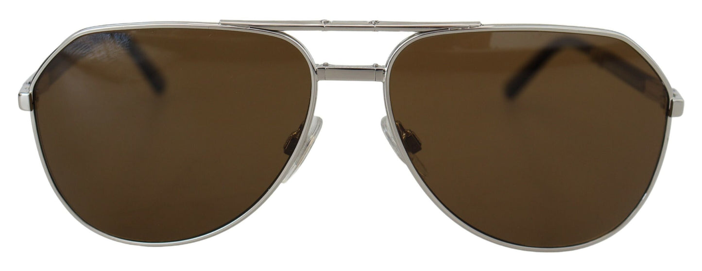 Weißvergoldete Pilotenbrille mit braunen Gläsern DG2106K Sonnenbrille
