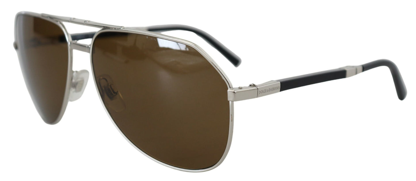 Weißvergoldete Pilotenbrille mit braunen Gläsern DG2106K Sonnenbrille