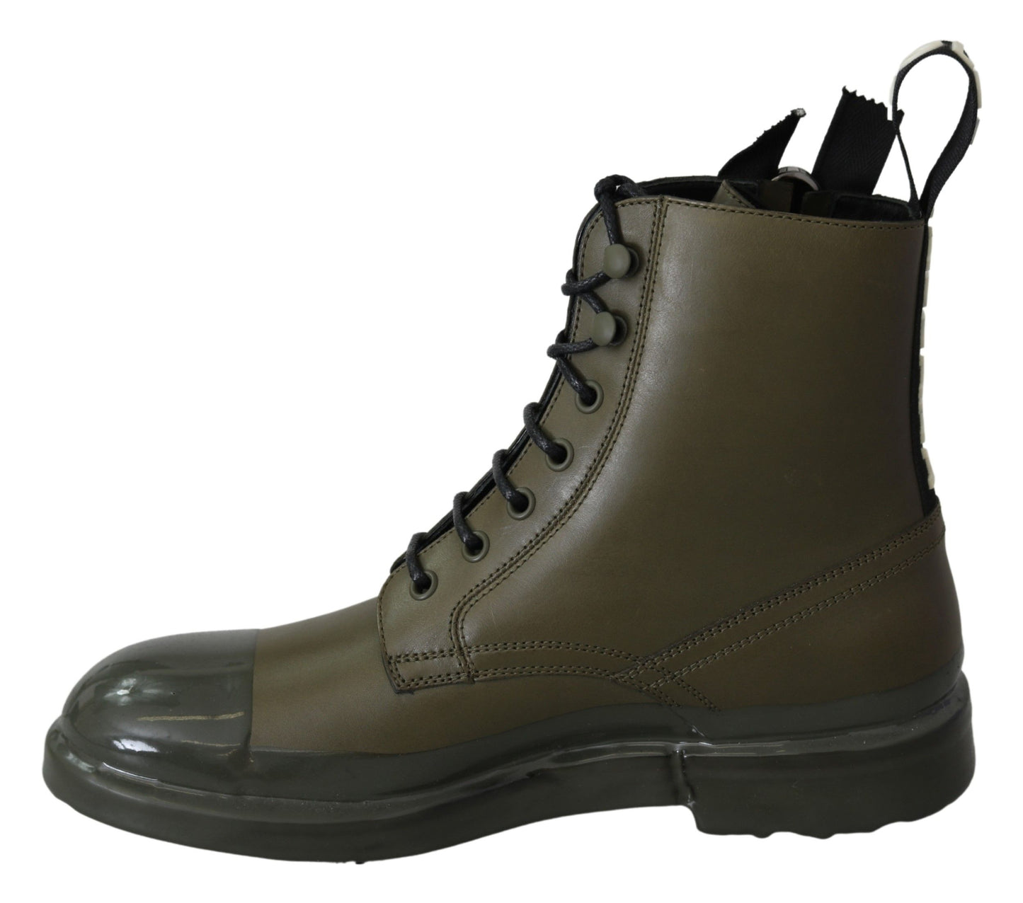 Grüne Lederstiefel mit Reißverschluss Herrenschuhe