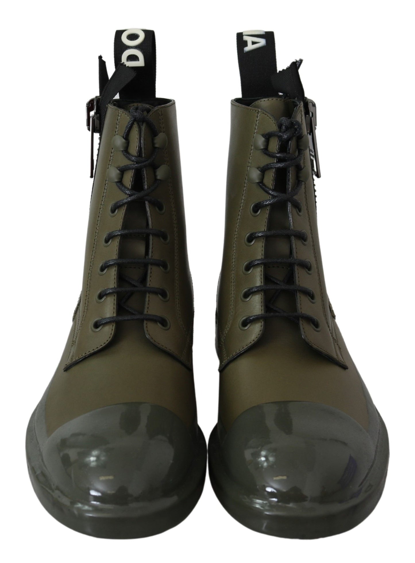 Grüne Lederstiefel mit Reißverschluss Herrenschuhe