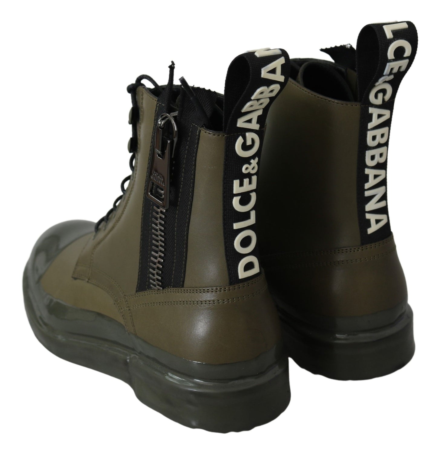 Grüne Lederstiefel mit Reißverschluss Herrenschuhe