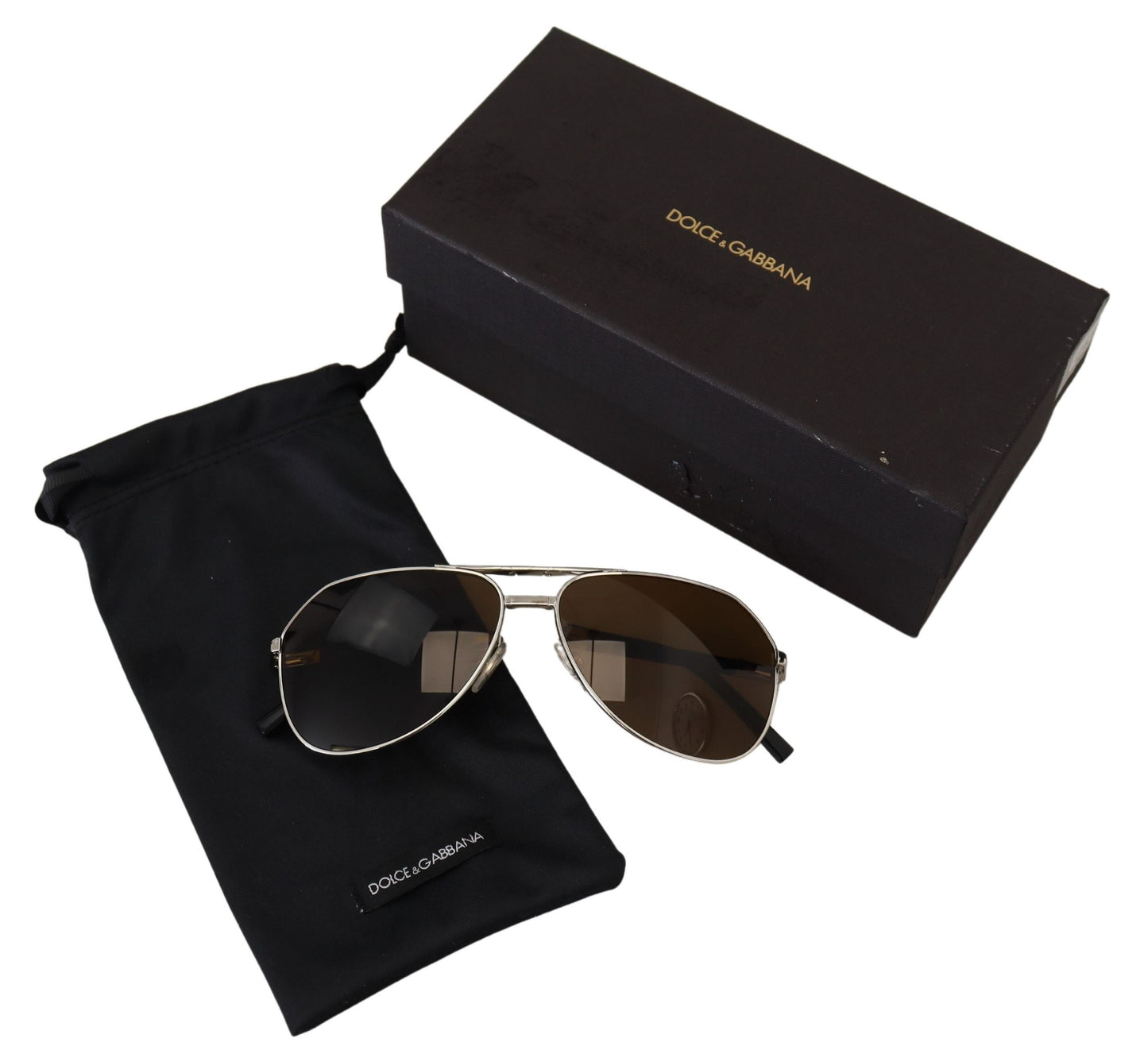 Weißvergoldete Pilotenbrille mit braunen Gläsern DG2106K Sonnenbrille