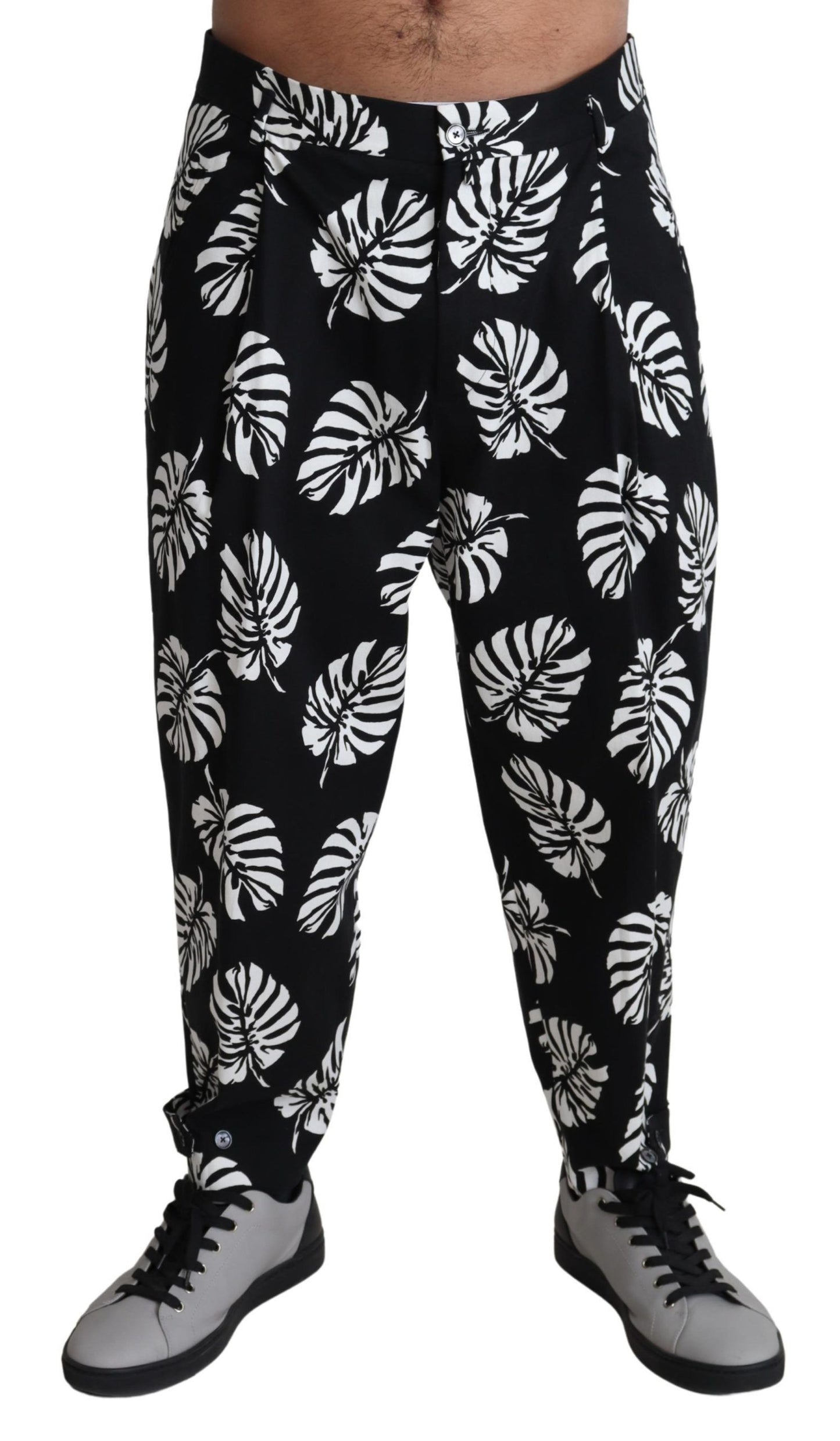 Schwarzes Blatt Baumwoll-Stretch-Hose Hose Hose