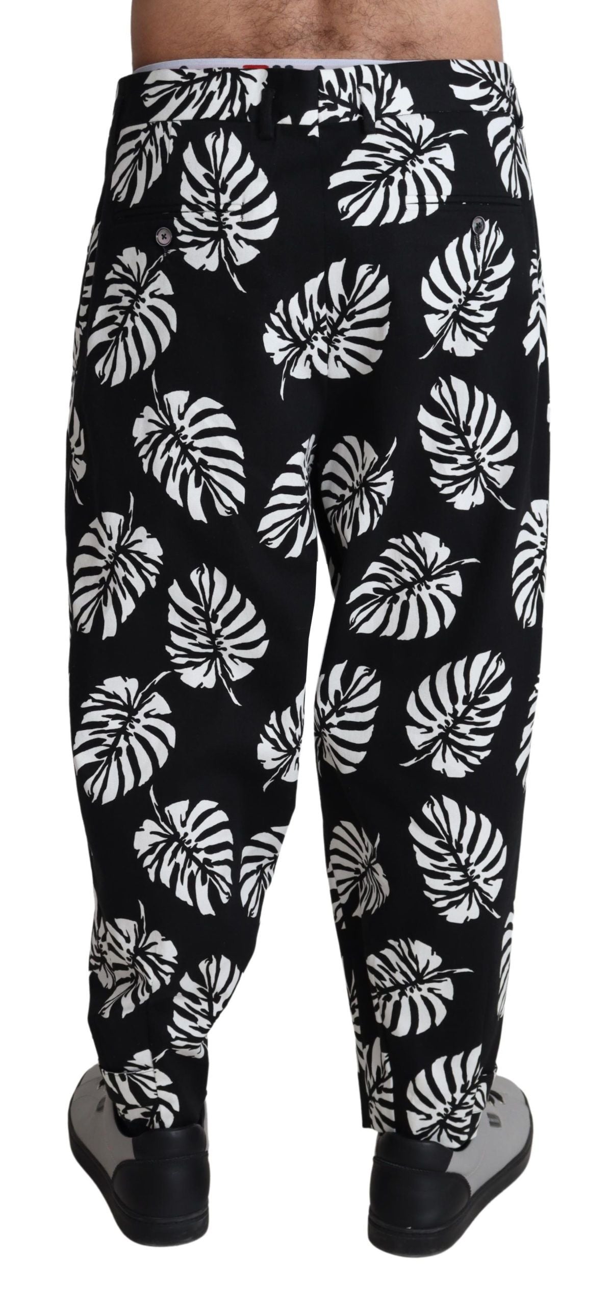 Schwarzes Blatt Baumwoll-Stretch-Hose Hose Hose