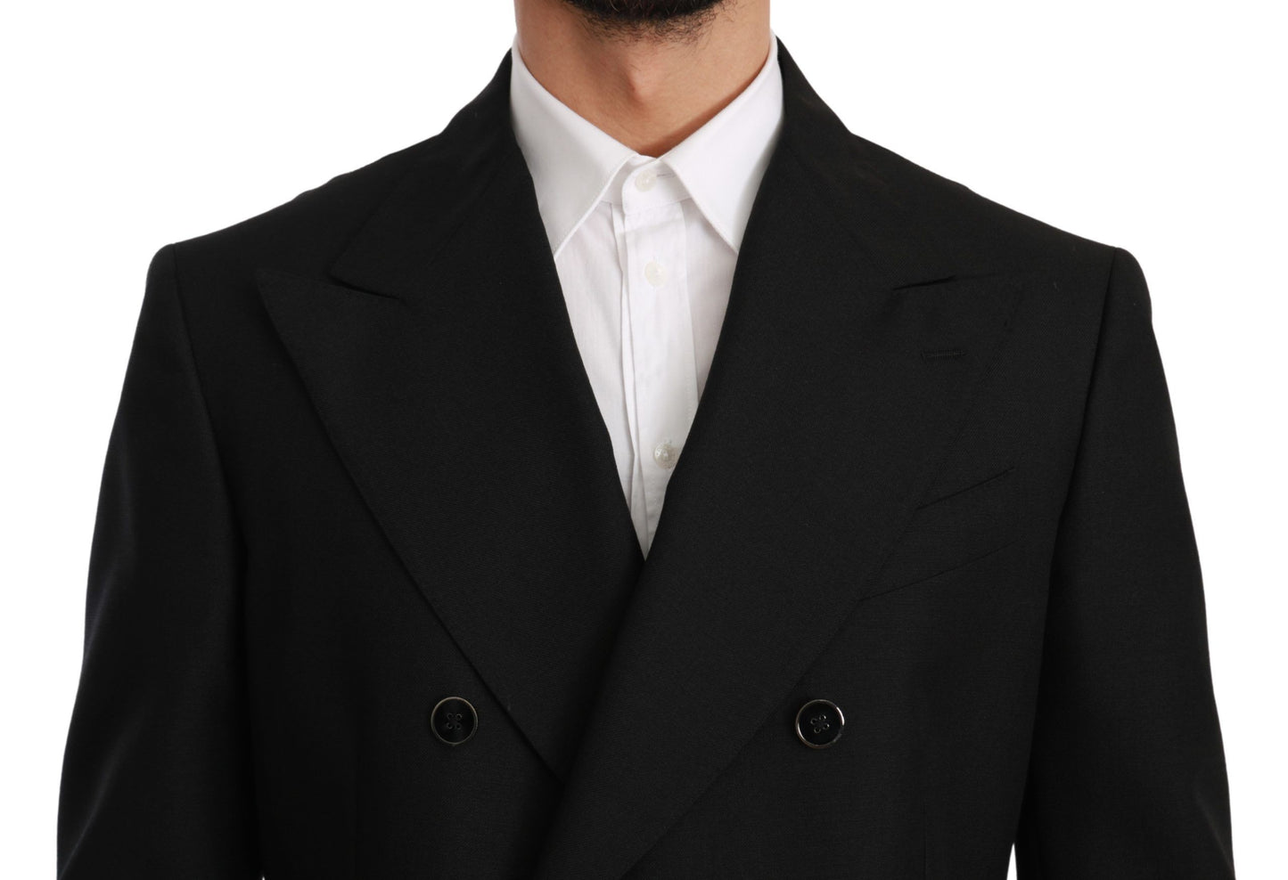Schwarzer Slim Fit Mantel Wollblazer