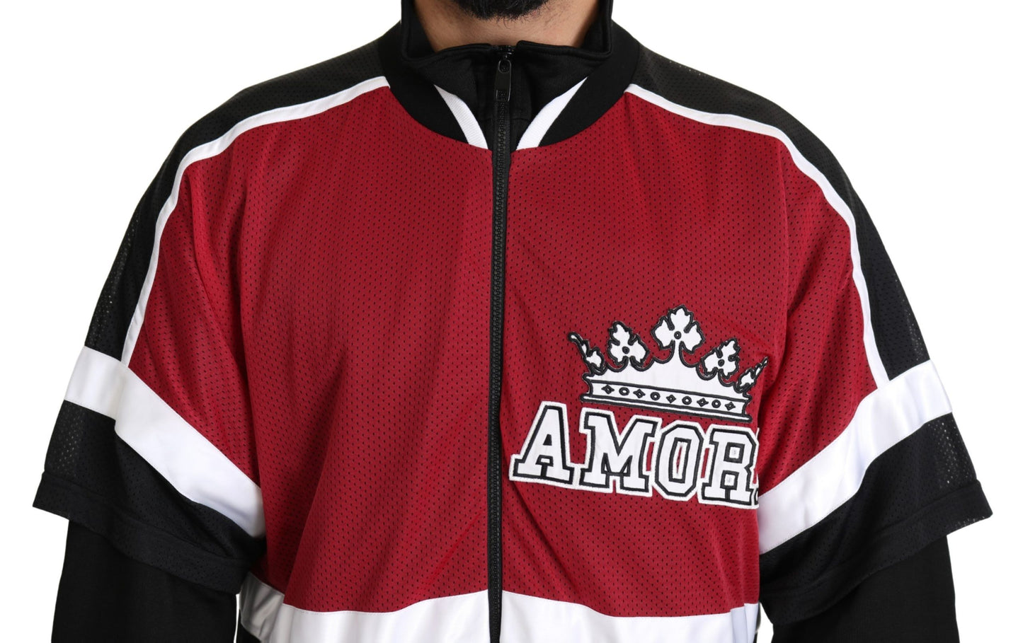 Rot Schwarz AMORE Sport Pullover mit Reißverschluss