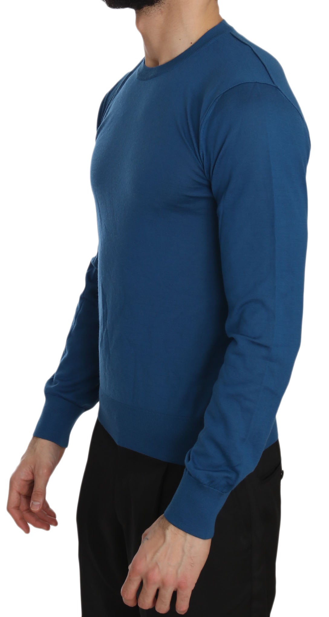 Blauer Pullover aus Kaschmir mit Rundhalsausschnitt
