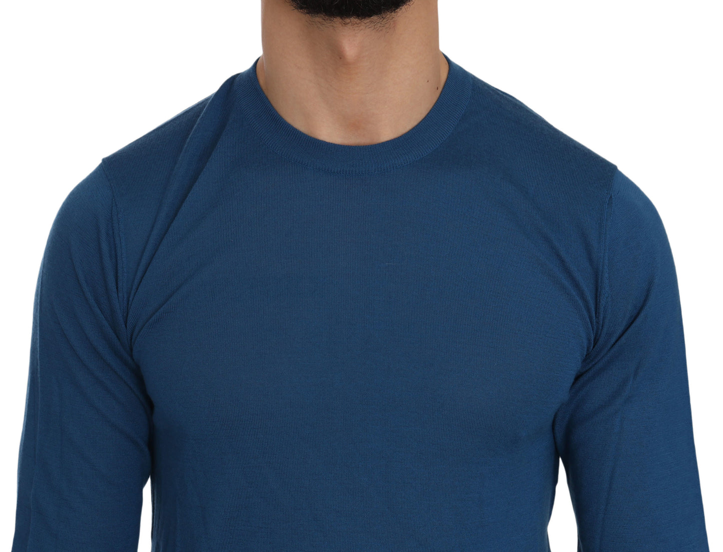 Blauer Pullover aus Kaschmir mit Rundhalsausschnitt