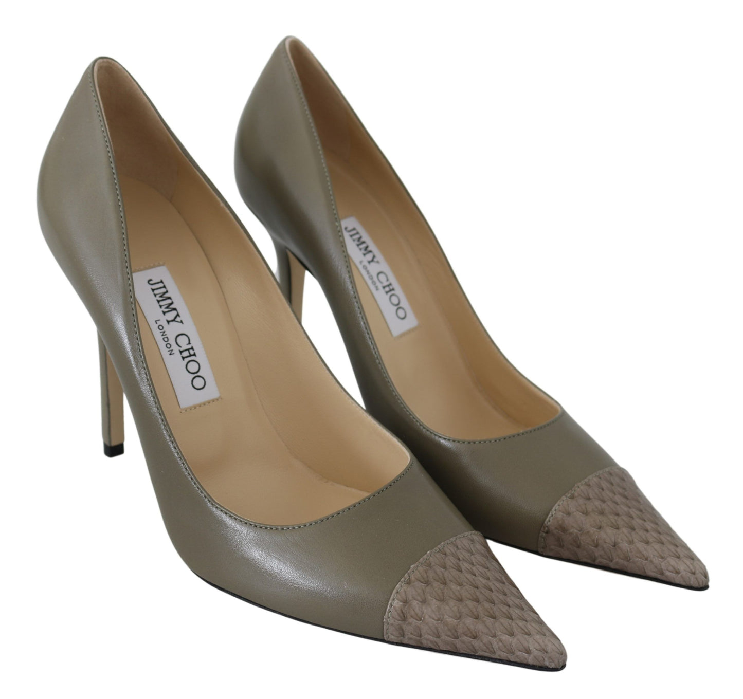 Amika Pumps aus grünem Kieselsteinleder