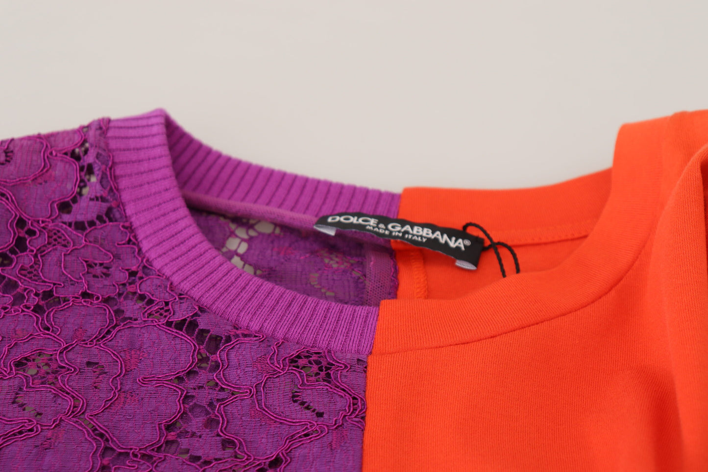 Lila Florale Spitze Orange Baumwolle Cropped Top