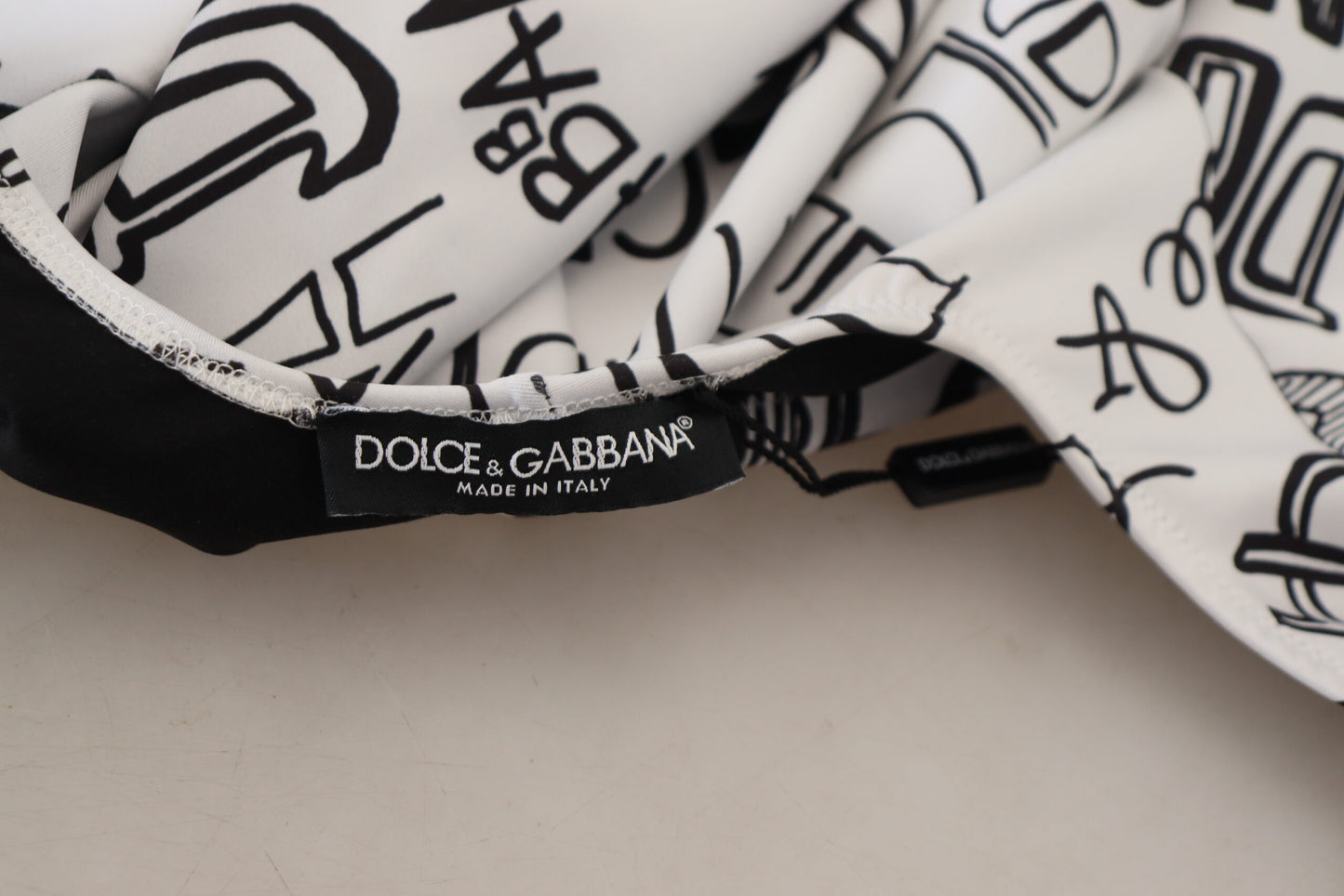Weißes Nylon-Top mit Logo-Druck und langen Ärmeln mit Rundhalsausschnitt