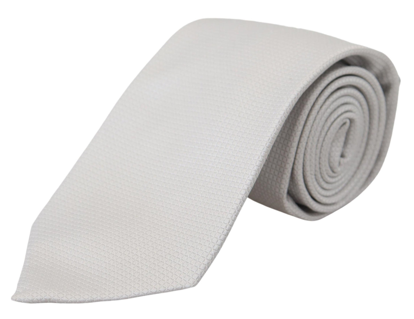 Off White Silk Patterned Narrow Herren Krawatte